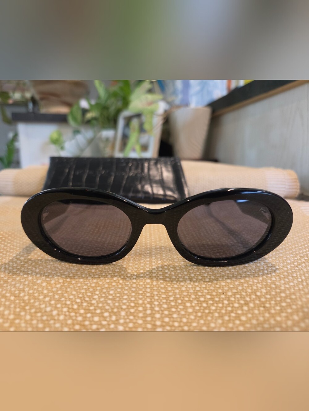 Rachel Zoe Classic Black Oval Women's Sunglasses